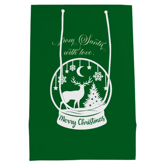 From Santa With Love Snow Globe Deer Medium Cadeauzakje (Achterkant)