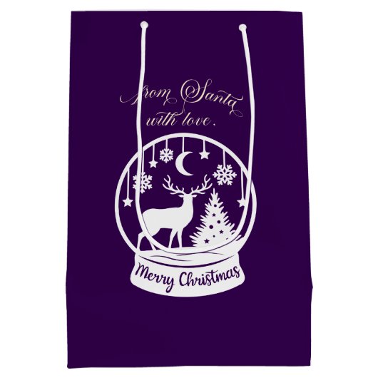 From Santa With Love Snow Globe Deer Medium Cadeauzakje (Achterkant)