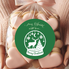 From Santa With Love Snow Globe Deer Ronde Sticker