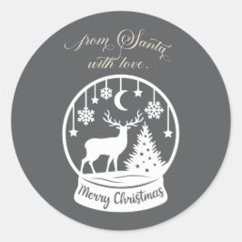 From Santa With Love Snow Globe Deer Ronde Sticker