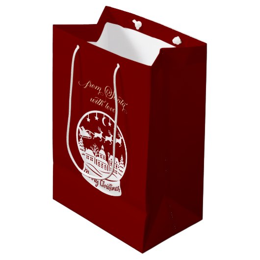 From Santa With Love Snow Globe Santa Medium Cadeauzakje (Voorkant Gekanteld)