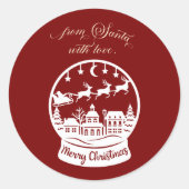 From Santa With Love Snow Globe Santa Ronde Sticker (Voorkant)