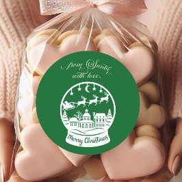 From Santa With Love Snow Globe Santa Ronde Sticker
