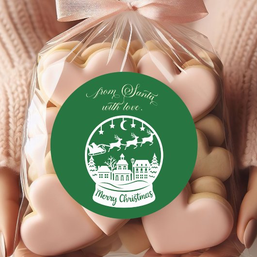 From Santa With Love Snow Globe Santa Ronde Sticker