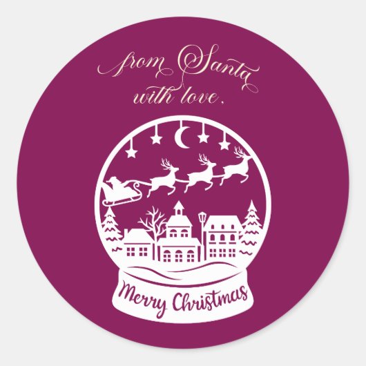 From Santa With Love Snow Globe Santa Ronde Sticker (Voorkant)