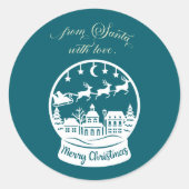 From Santa With Love Snow Globe Santa Ronde Sticker (Voorkant)