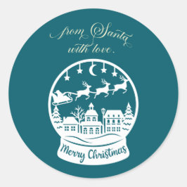 From Santa With Love Snow Globe Santa Ronde Sticker