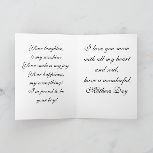 FROM SON, MOTHERS DAY card Kaart (Binnen)