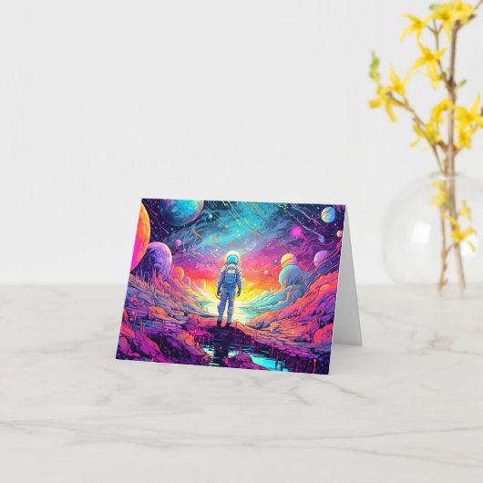 From Space & Beyond Design Birthday Kaart (Gele Bloem)