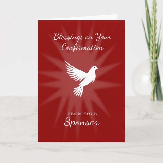 From Sponsor Confirmation Religious Red Dove Rays  Kaart (Voorkant)