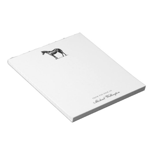 From The Desk Of | Elegant Horse Equestrian Name Notitieblok (Schuin)