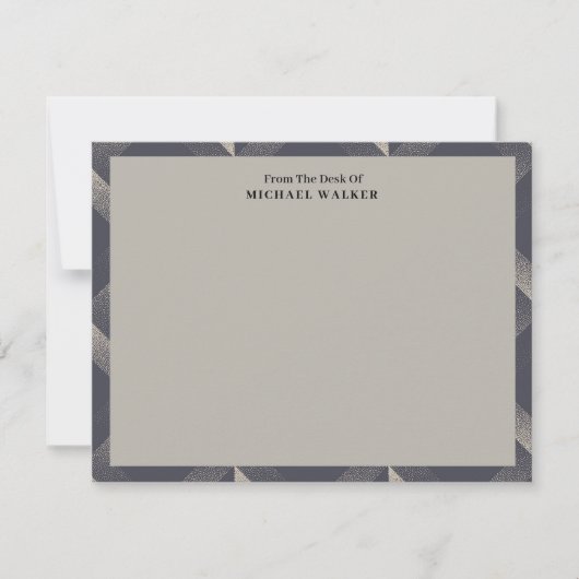From The Desk Of Geometric Black Gray Pattern Flat Notitiekaartje (Voorkant)