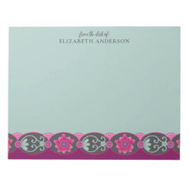 From the Desk of Pretty Teal Floral Notitieblok