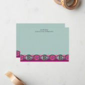 From the Desk of Pretty Teal Floral Notitiekaartje (Voorkant / Achterkant in situ)