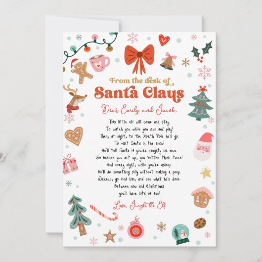 From the Desk of Santa Christmas Elf Letter Kaart (Voorkant)