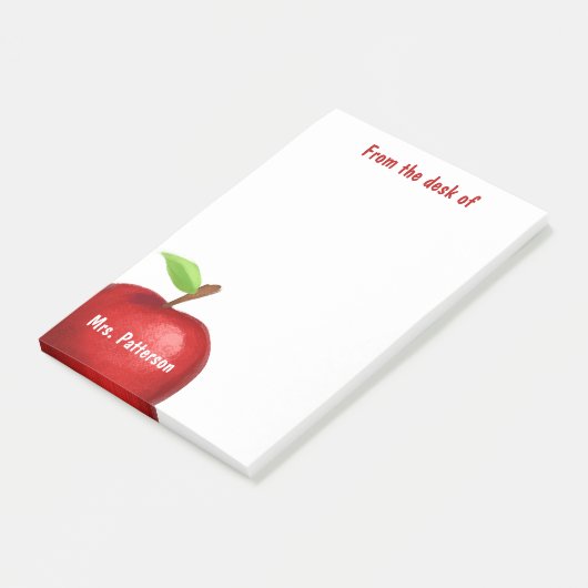 From the Desk of Teacher Red Apple Personalized  Post-it® Notes (Schuin)