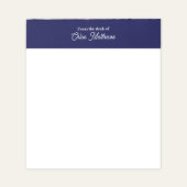 From The Desk Of White Script Navy Blue Border Notitieblok