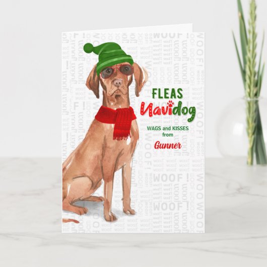 from the Dog Funny Hungarian Vizsla Christmas Feestdagen Kaart (Voorkant)