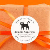 From the Kitchen of Halloween Black Cat Minimalist Ronde Sticker