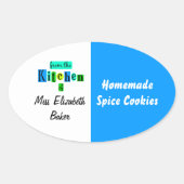 From the Kitchen of Retro Blue Green Canning Ovale Sticker (Voorkant)