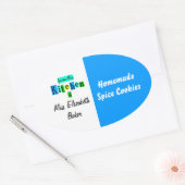 From the Kitchen of Retro Blue Green Canning Ovale Sticker (Envelop)