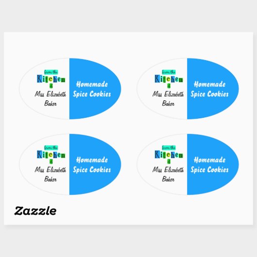 From the Kitchen of Retro Blue Green Canning Ovale Sticker (Vel)