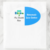 From the Kitchen of Retro Blue Green Canning Ovale Sticker (Tas)