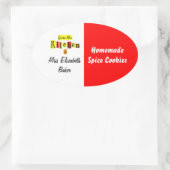 From the Kitchen of Retro Red Yellow Canning Ovale Sticker (Tas)