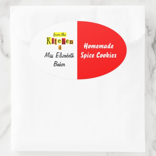 From the Kitchen of Retro Red Yellow Canning Ovale Sticker (Tas)