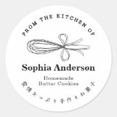 From the Kitchen of Whisk Baking Utensil Minimal Ronde Sticker (Voorkant)