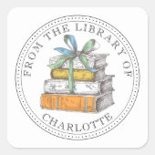 From The Library Of Illustrated Bookplate Vierkante Sticker (Voorkant)