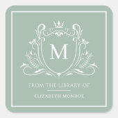 From The Library Of Monogram Bookplate Sticker (Voorkant)