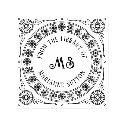 "From the library of" Monogram Library Bookplate Zelfinktende Stempel (Design)