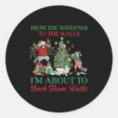 From The Windows To Deck These Halls Raccoon Xmas  Ronde Sticker (Voorkant)