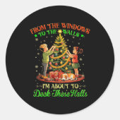 From The Windows To The Walls Funny Christmas Tree Ronde Sticker (Voorkant)