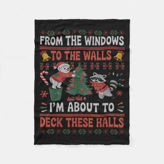 From The Windows To The Walls Raccoon Christmas Ug Fleece Deken (Voorkant)