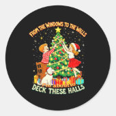 From The Windows To Walls Deck These Halls Christm Ronde Sticker (Voorkant)