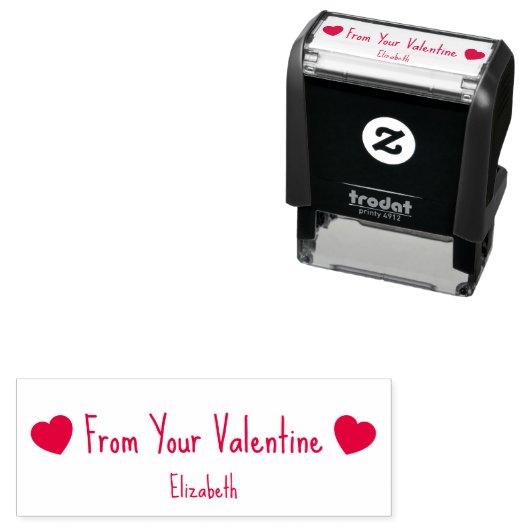 From Your Valentine with 2 Hearts and Name Zelfinktende Stempel (In situ)