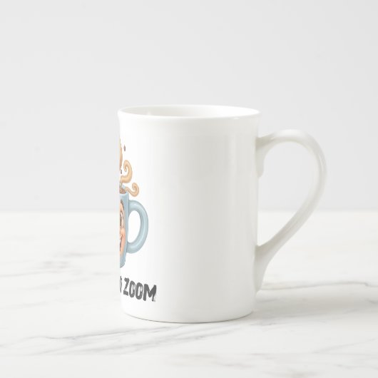 From Zzz to Zoom" T-Shirt - Coffee Mug Face Porselein Kop (Rechts)