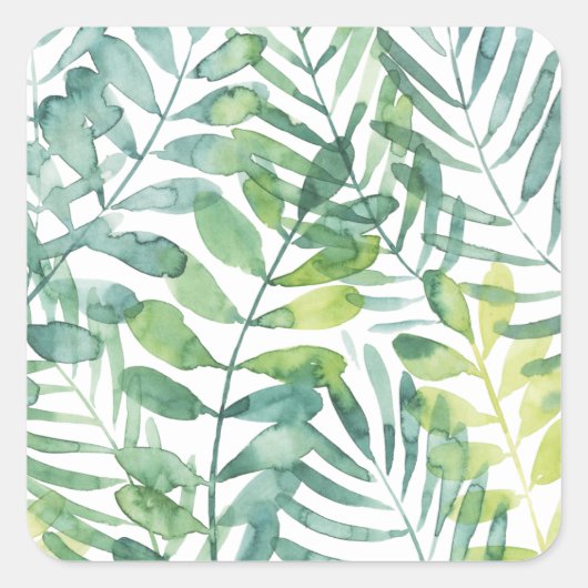 Frond Waltz - Palm Frond Leaves Vierkante Sticker (Voorkant)