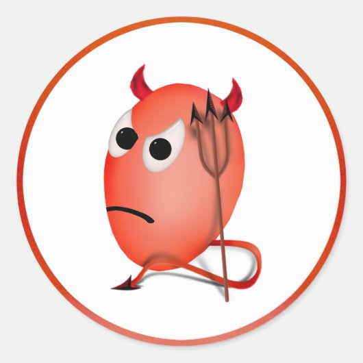 Fronsende kleine duivelse eitje ronde sticker (Voorkant)