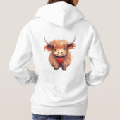 Front and Back. Cute Highland Cow. Hoodie (Achterkant)