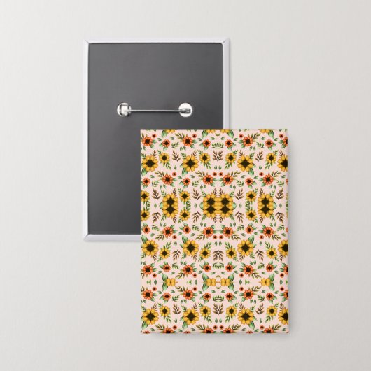 Front and back views of a floral-patterned  button (Voorkant / Achterkant)