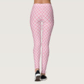 Front and back views of pink plaid leggings worn  (Achterkant)