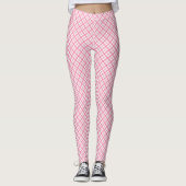Front and back views of pink plaid leggings worn  (Voorkant)