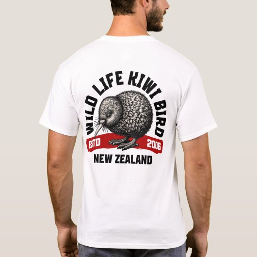 Front & Back Design: Kiwi Bird - New Zealand Style T-shirt (Achterkant)