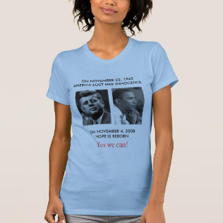 FRONT/BACK JFK naar OBAMA/part JFK "Ask not"-speec T-shirt