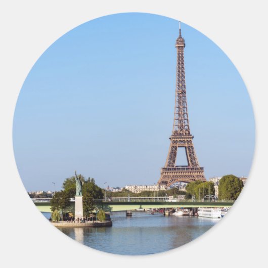 Front de Seine and Eiffel Tower - Parijs, Frankrij Ronde Sticker (Voorkant)