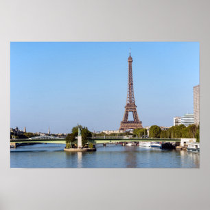 Front de Seine and Eiffel tower - Paris, France Poster