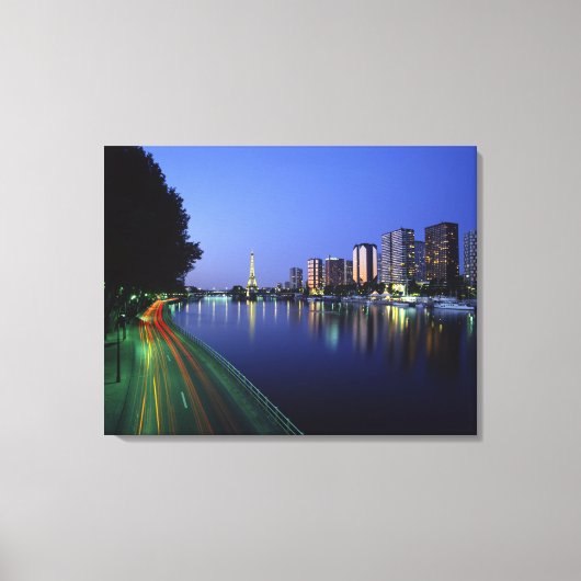 Front du Seine and Eiffel Tower, Parijs, Frankrijk Canvas Afdruk (Voorkant)